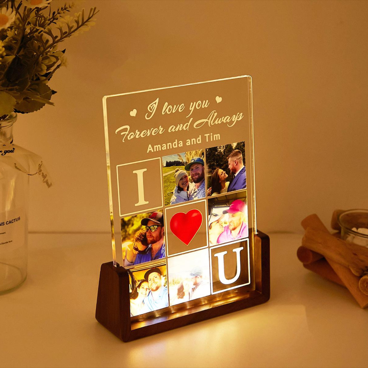 Personalized DIY Photo Night Light For Couple, Photo Collage LED Light, Custom Photo Lamp, Anniversary Gift, Birthday Gift For Couple