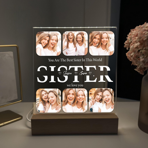 Custom Sister Photo Acrylic Plaque, Personalized Night Light Gift, Gift For Your Sister, Bestie