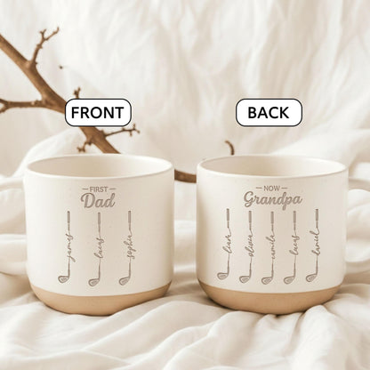 Personalized First Dad Now Grandpa Pottery Mug, Custom Father Day Golf Gift, Golf Lover Gift For Him,Dad Birthday Gift,Gift For Dad, Grandpa