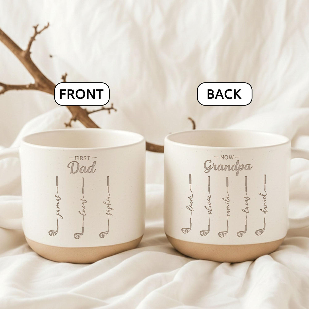 Personalized First Dad Now Grandpa Pottery Mug, Custom Father Day Golf Gift, Golf Lover Gift For Him,Dad Birthday Gift,Gift For Dad, Grandpa