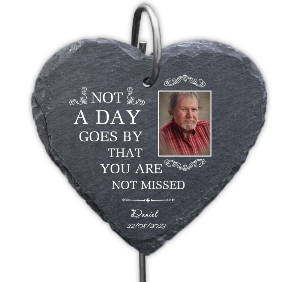 Not A Day Goes By That You Are Not Missed - Personalized Garden Slate Plaque - Memorial Gift