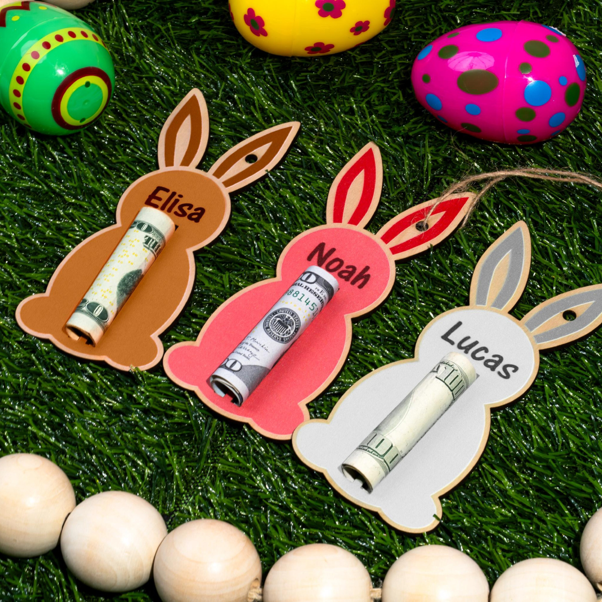 Bunny Money Holder, Personalized Easter Money Holder, Custom Name Money Holder for Gift, Easter Basket Stuffers, Kids Easter Cash Gift