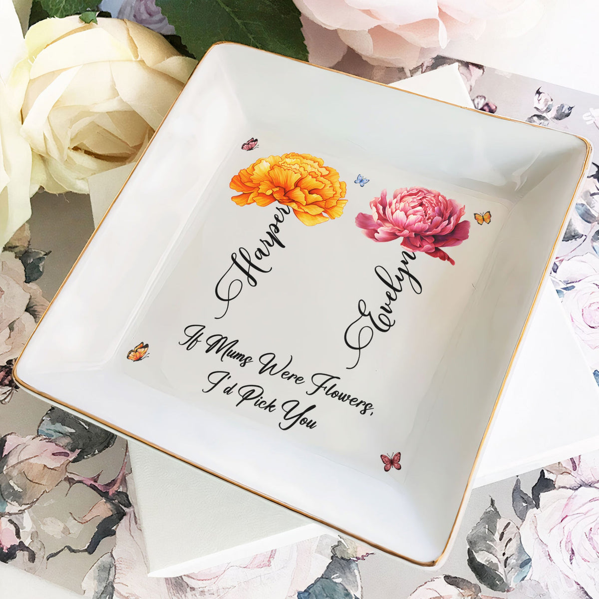 If Moms Were Flowers - Personalized Jewelry Dish - Mother's Day, Birthday Gift For Mom, Mommy, Mama