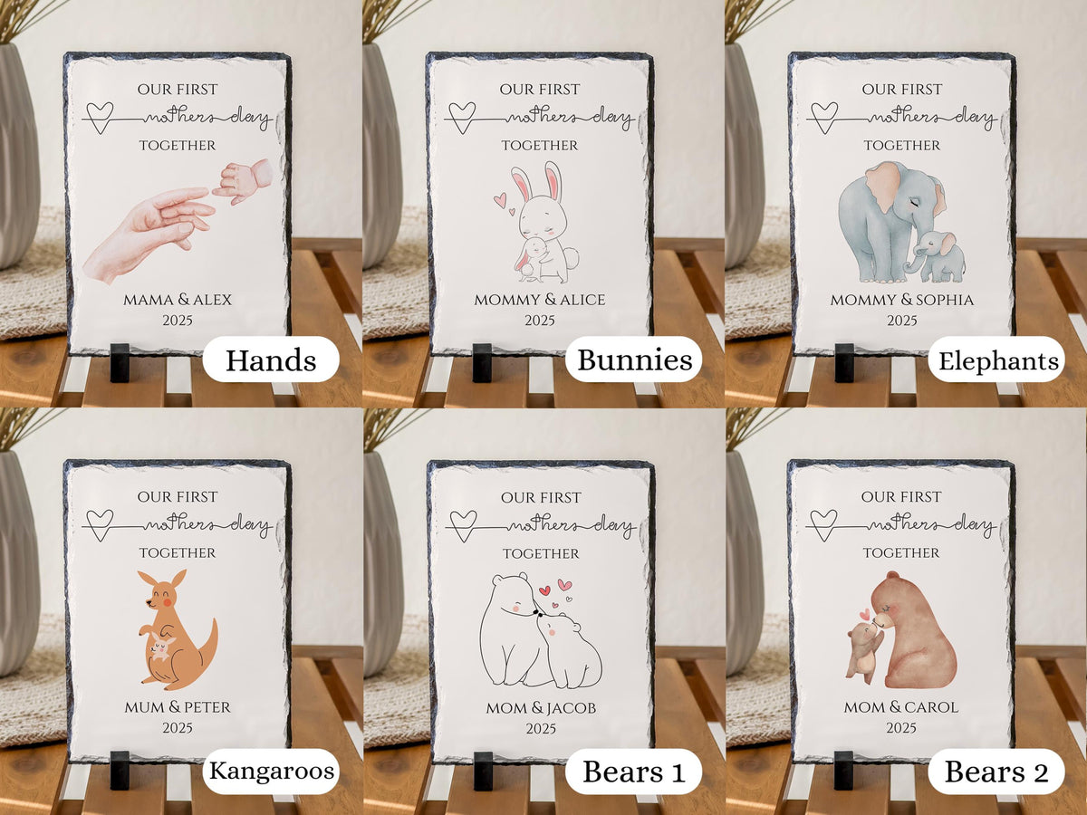 Personalized Mother's Day Gift, First Time Mom Rock Slate, New Mom Unique Gift, Gift for Mommy and Grandma, Our First Mother's Day Together