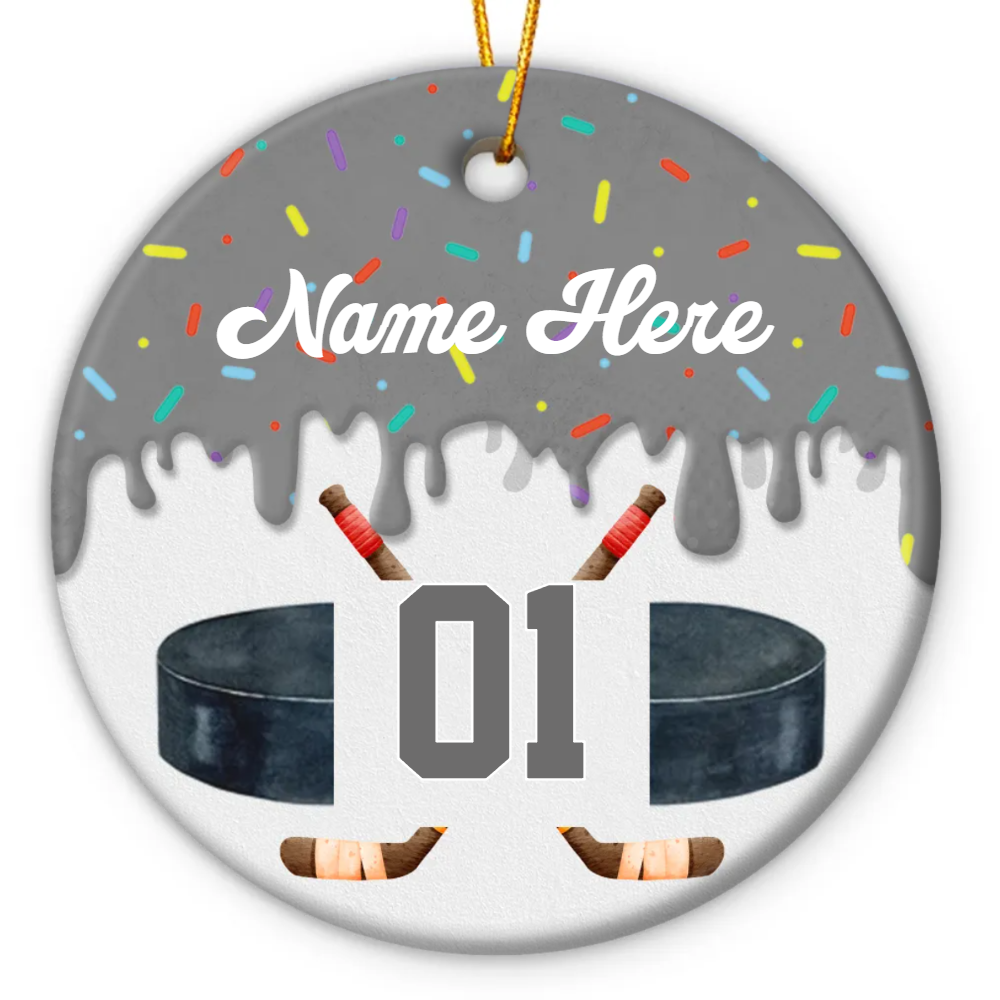 Personalized Ice Hockey Ornament Custom Name & Number Hockey Gift, Hockey Christmas Ornament for Player or Team, Ice Hockey Player Gift