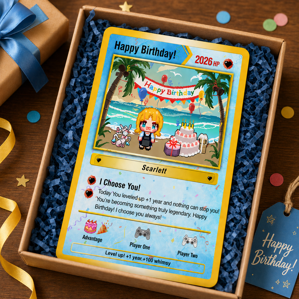 Custom PKM Birthday Cards, Birthday-Themed Trading Cards, Birthday Gifts, Birthday Card, Gifr for Friends, Gifts for Game Lover