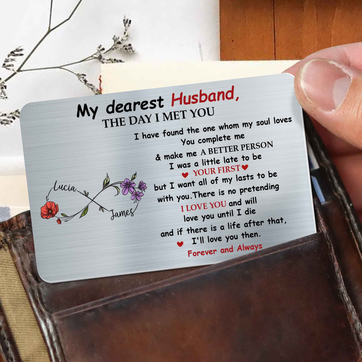 My Dearest Husband, The Day I Met You, Personalized Wallet Card, Gift For Husbands, Valentine's Day Gift