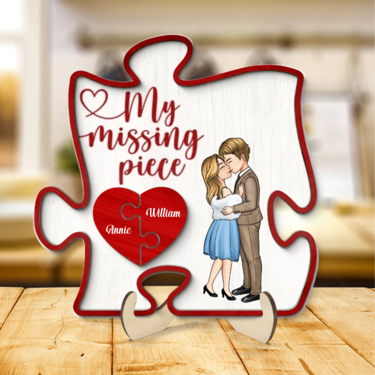 My Missing Piece Romantic Couple Puzzle Red Piece - Personalized Picture Frame - Anniversary Gift For Couple