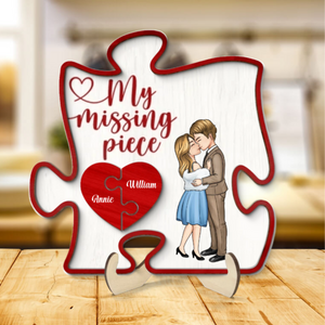 My Missing Piece Romantic Couple Puzzle Red Piece - Personalized Picture Frame - Anniversary Gift For Couple
