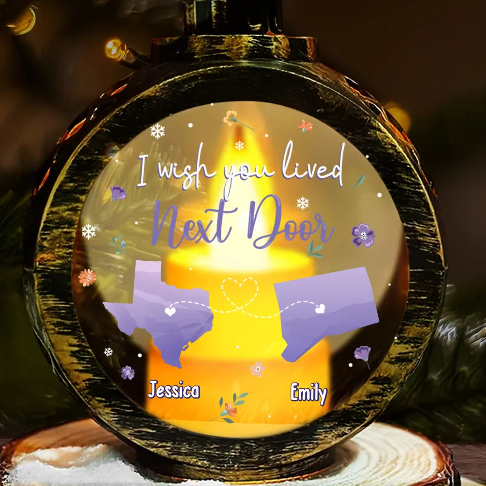 I Wish We Lived Closer - Personalized Christmas Lantern LED Flameless Candle - Christmas Gift For Best Friends, BFF, Sisters