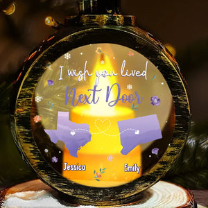 I Wish We Lived Closer - Personalized Christmas Lantern LED Flameless Candle - Christmas Gift For Best Friends, BFF, Sisters