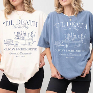 Til Death Do Us Party Bachelorette Shirt, Bride Or Die Shirt, Halloween Gothic Skeleton Bride Top, Spooky Bridal Party Gift