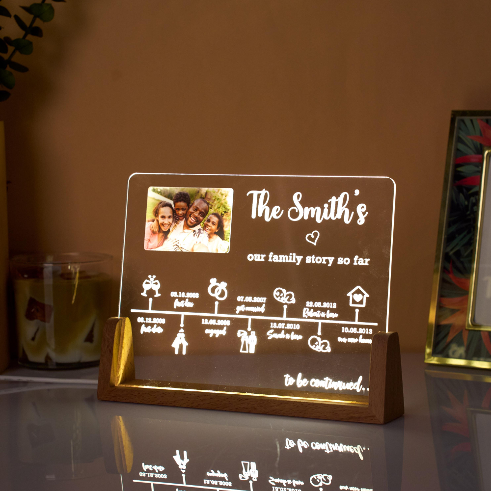 Personalized Love Story Timeline Decor Light Up, Customizable Anniversary Gift For Wife, Your Custom Love Story, Couple Gift