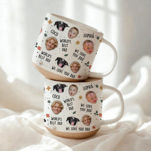 Custom Baby Face Pottery Mug Gift for Dad, Personalized Photo Mug for Dad, Fathers Day Gift for Dad Papa, Pops Dada Gift, New Dad Gift