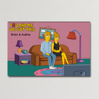 Simpsonized Couple - Personalized Canvas - Gift For Couple, Gift For Him, Gift For Her