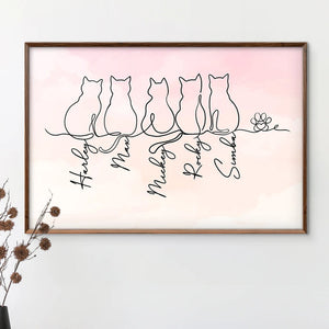 Cat Line - Personalized Canvas - Gift For Cat Lovers, Gift For Family