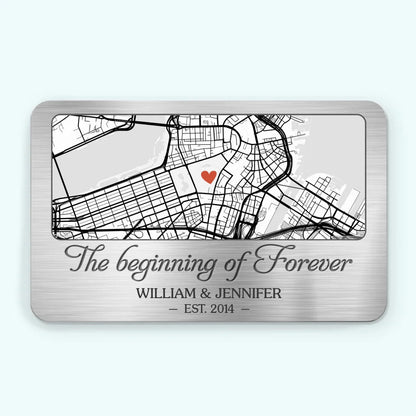 The Beginning Of Forever Location Map - Personalized Wallet Insert Card - Gift For Couple, Anniversary Gift, Valentine's Day Gift