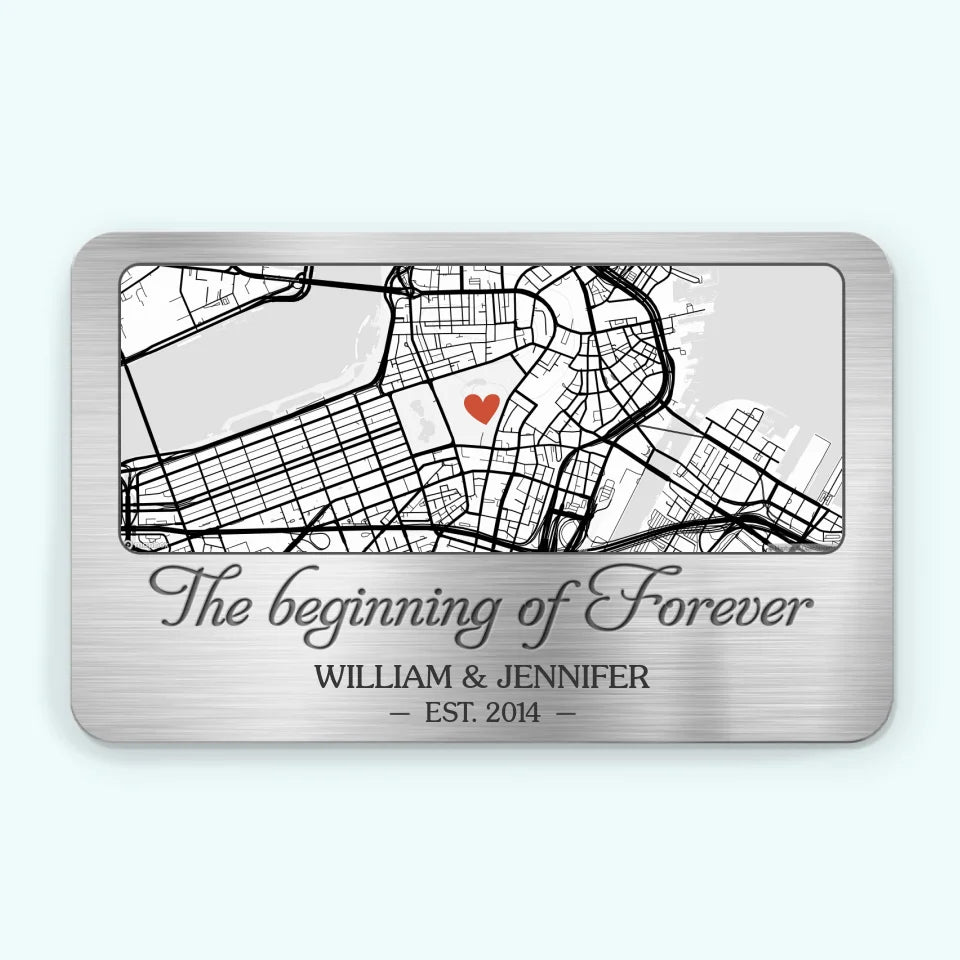 The Beginning Of Forever Location Map - Personalized Wallet Insert Card - Gift For Couple, Anniversary Gift, Valentine's Day Gift