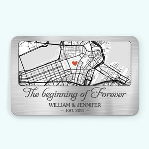 The Beginning Of Forever Location Map - Personalized Wallet Insert Card - Gift For Couple, Anniversary Gift, Valentine's Day Gift