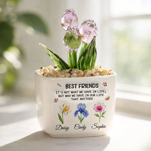 Best Friends - Personalized 3D Inflated Effect Glass Everlasting Tulips - Gift For Besties, Friends
