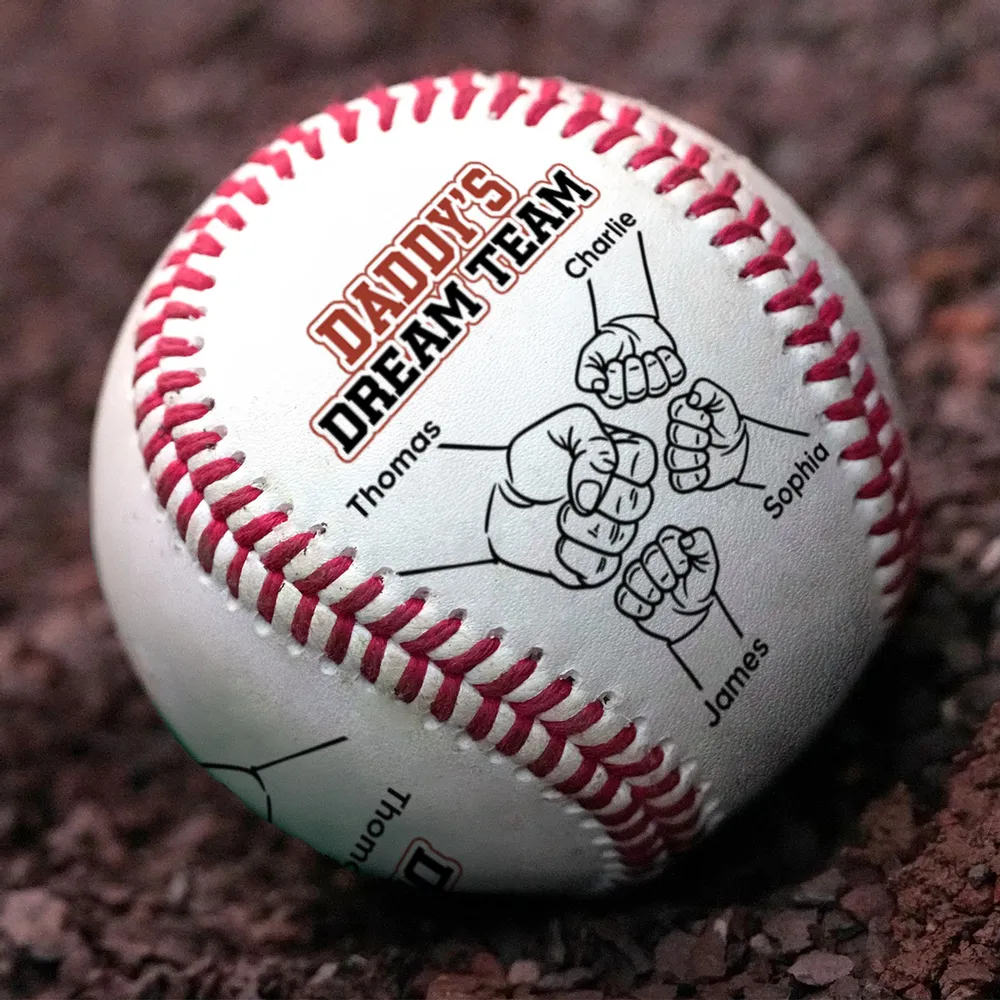 Daddy's Dream Team - Custom Baseball - Gift For Daddy Papa, Father's Day, Birthday Gift
