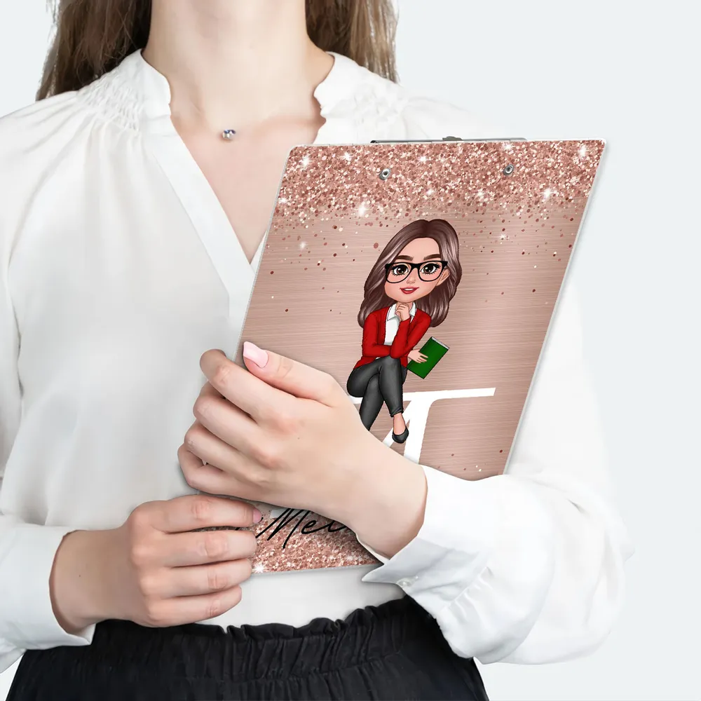 Teacher Sitting - Personalized Clipboard - Appreciation Gift, Back To School Gift