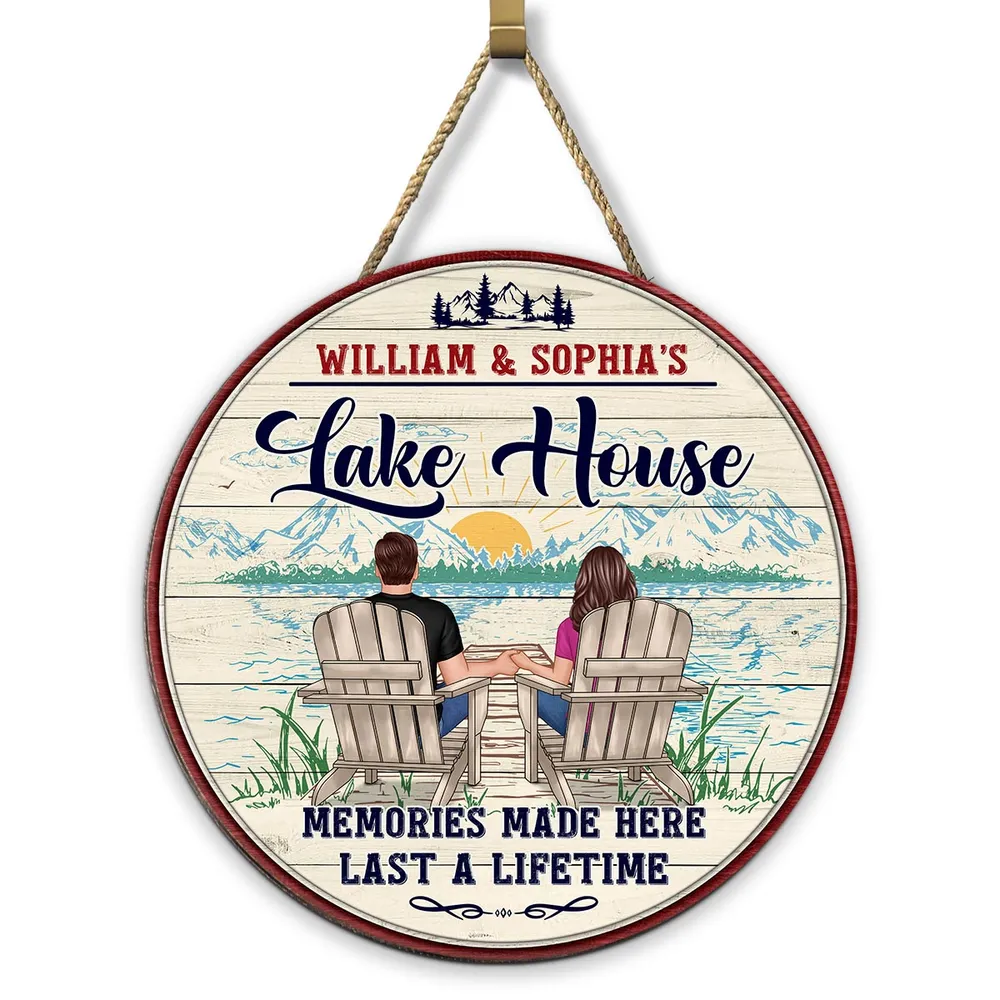 Lake House Couple Memories Made Here Last A Life Time - Personalized Wood Sign - Gift For Couple