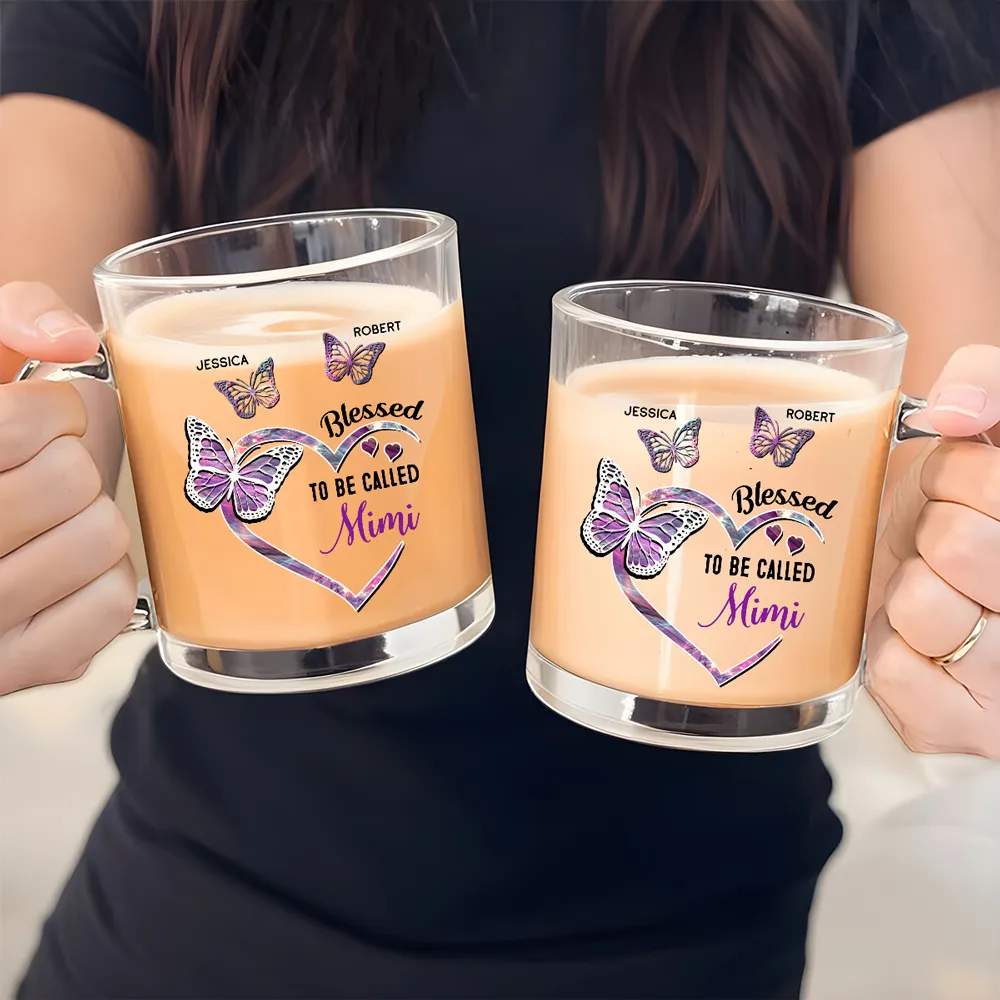 Blessed To Be Called Mama - Personalized Glass Mug - Gift For Mom, Nana, Gift For Her, Mother's Day Gift