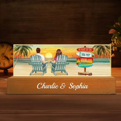 Beach Couple So Many Years I Found You & You Found Me - Personalized 3D LED Light Couple Wooden Base - Gift For Couple