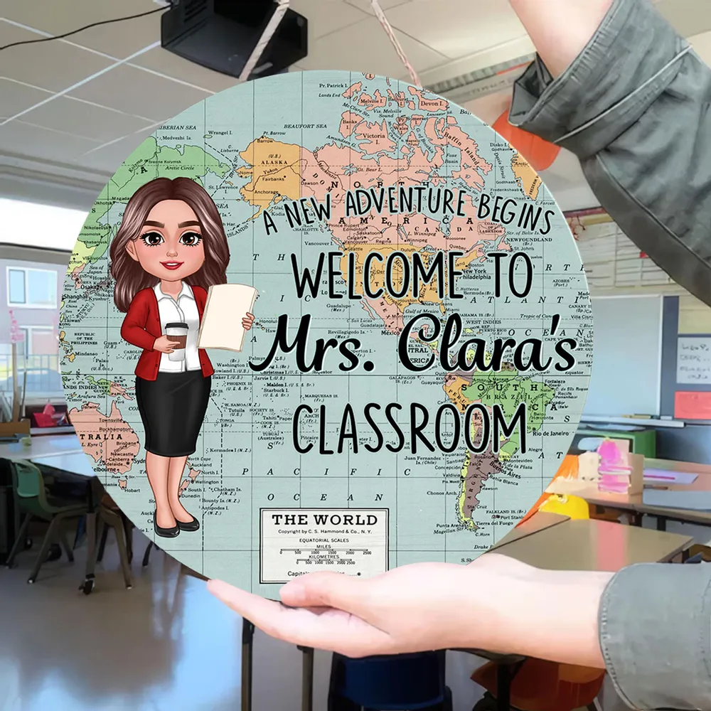A New Adventure Begins - Personalized Wooden Sign - Gift For Teacher, Back To School