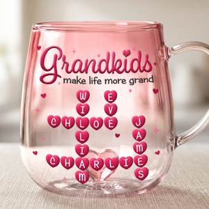 Grandkids Make My Life More Grand - Personalized Gradient Glass Mug - Gift For Grandma, Mother's Day Gift