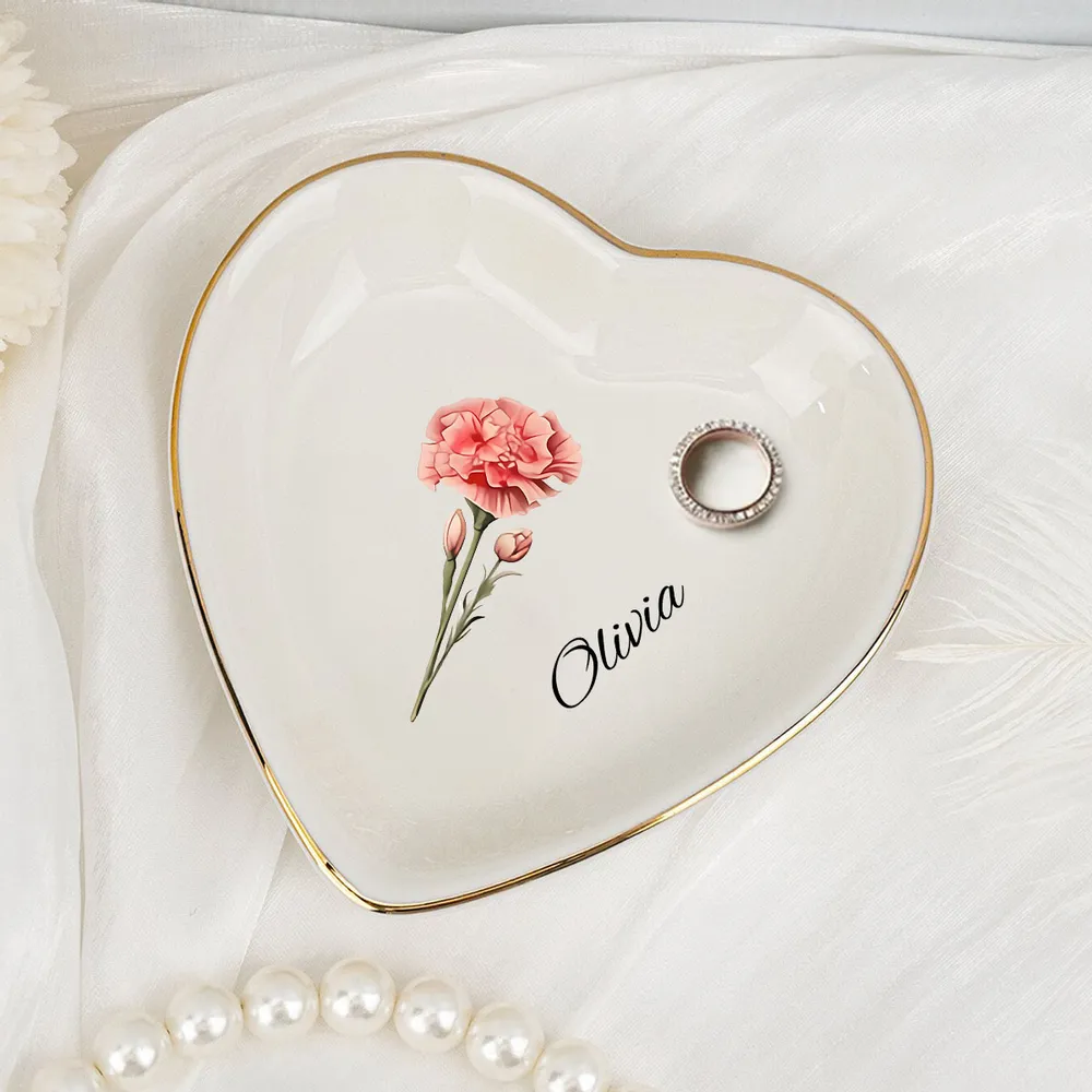 Flowers Are Love's Language - Personalized  Jewelry Plate - Gift For Her, Gift For Mother, Sister, Friends