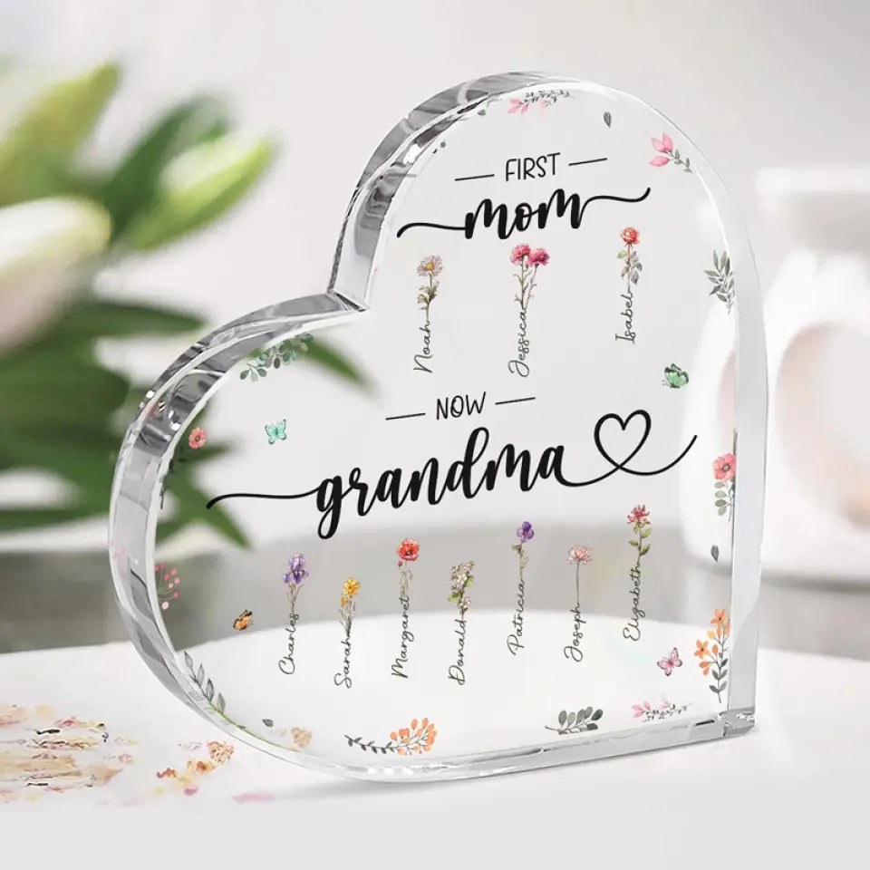 Thank You For Being A Mom And Our Kids' Grandma - Personalized Heart Shaped Acrylic Plaque - Gift For Grandma, Mother's Day Gift