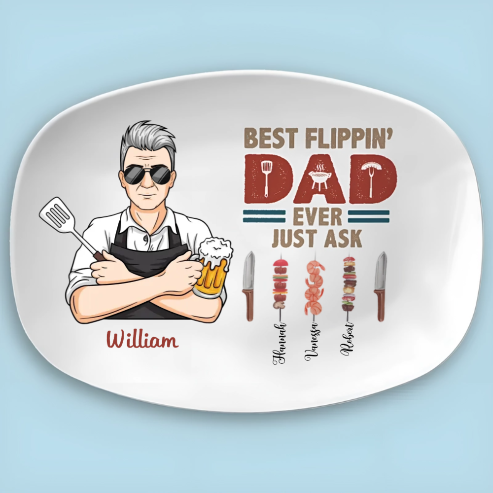 Best Flippin' Dad Ever - Personlized Platter - Gift For Dad, Papa, Father's Day Gift