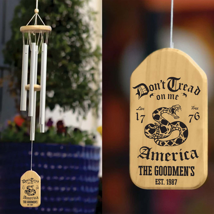 Personalized Wind Chime, Patriotic Gifts, Patriotic Decor, Personalized Gift, 1776, Don't Tread On Me, Military Gift, America