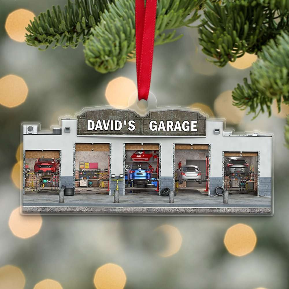 Mechanic Garage Shop - Personalized Acrylic Ornament - Christmas Gift For Mechanic, Car Garage