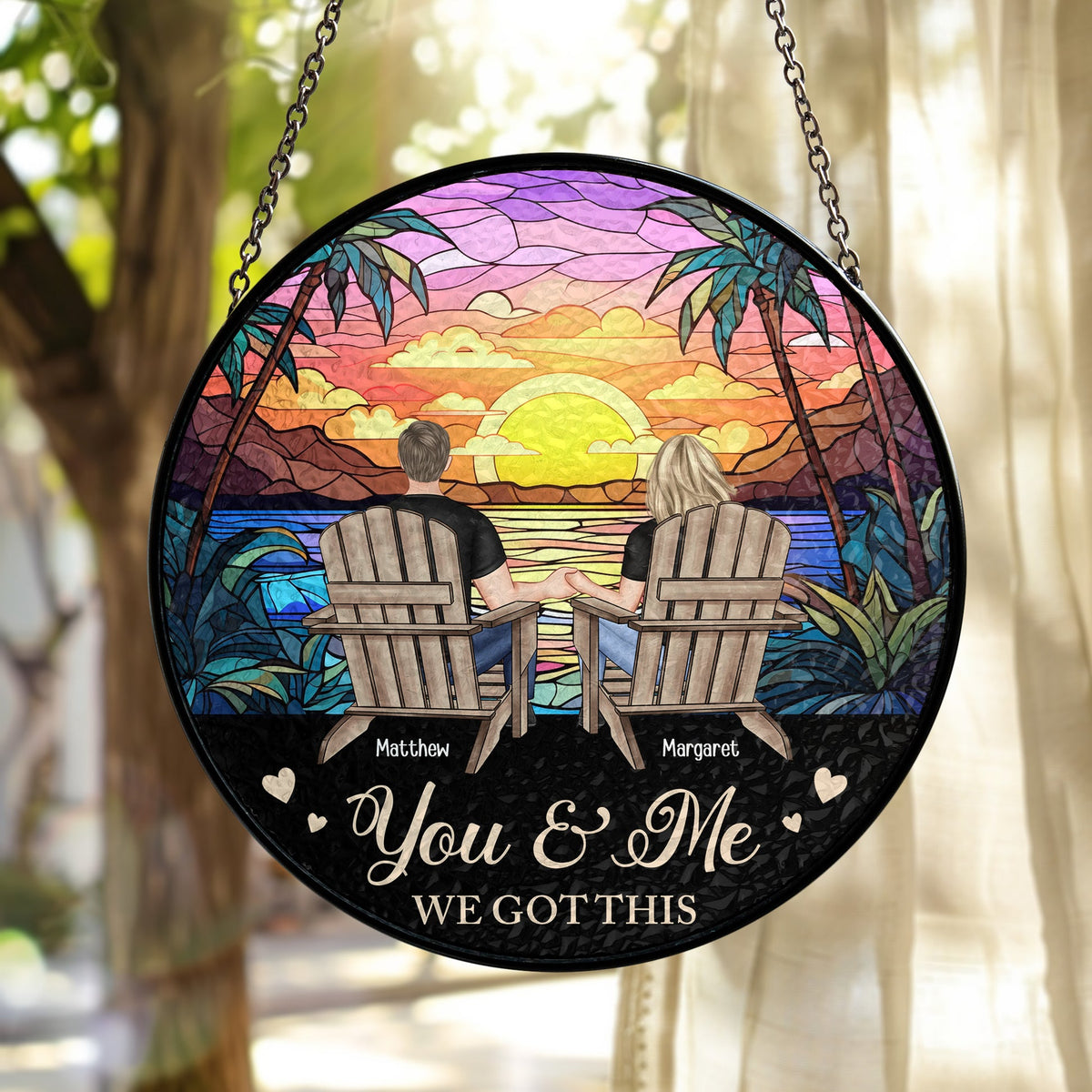 I Found You & You Found Me - Personalized Suncatcher Ornament - Gift For Couple, Anniversary Gift, Room Decor