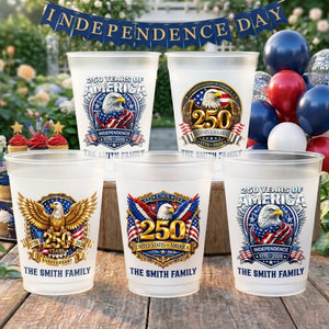 United We Stand - Personalized Plastic Frosted Cup - Gift For Family, Independence Party Favor Cup, 4th of July Drinkware