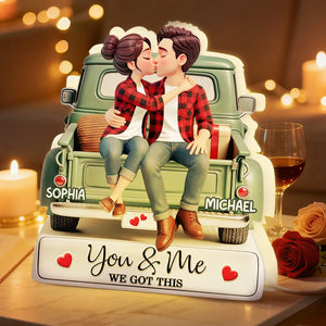 Forever Love Couple Kissing On The Truck - Personalized Acrylic Light Box - Valentine's Day Gift For Couple