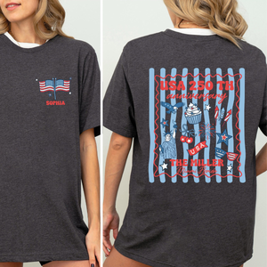 Custom 4th of July Family Name Shirt, Matching Fourth of July American Flag Tee, Personalized Family Crew Tshirt ,Patriotic Freedom Day Tee