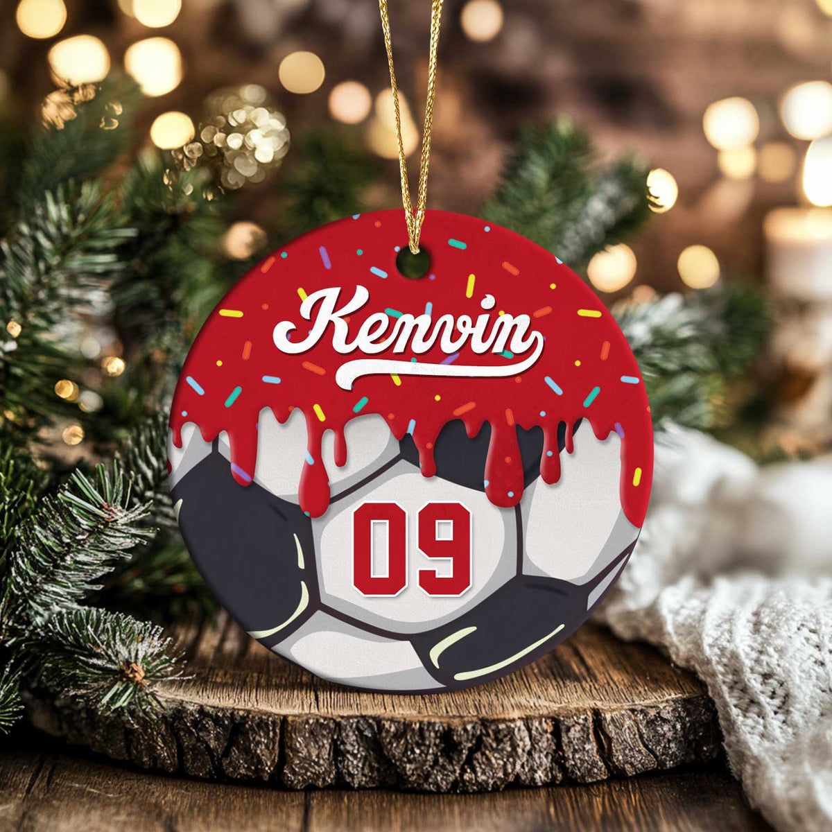 Personalized Soccer Ornament, Custom Name & Number Soccer Gift, Soccer Christmas Ornament for Player or Team, Soccer Player Keepsake