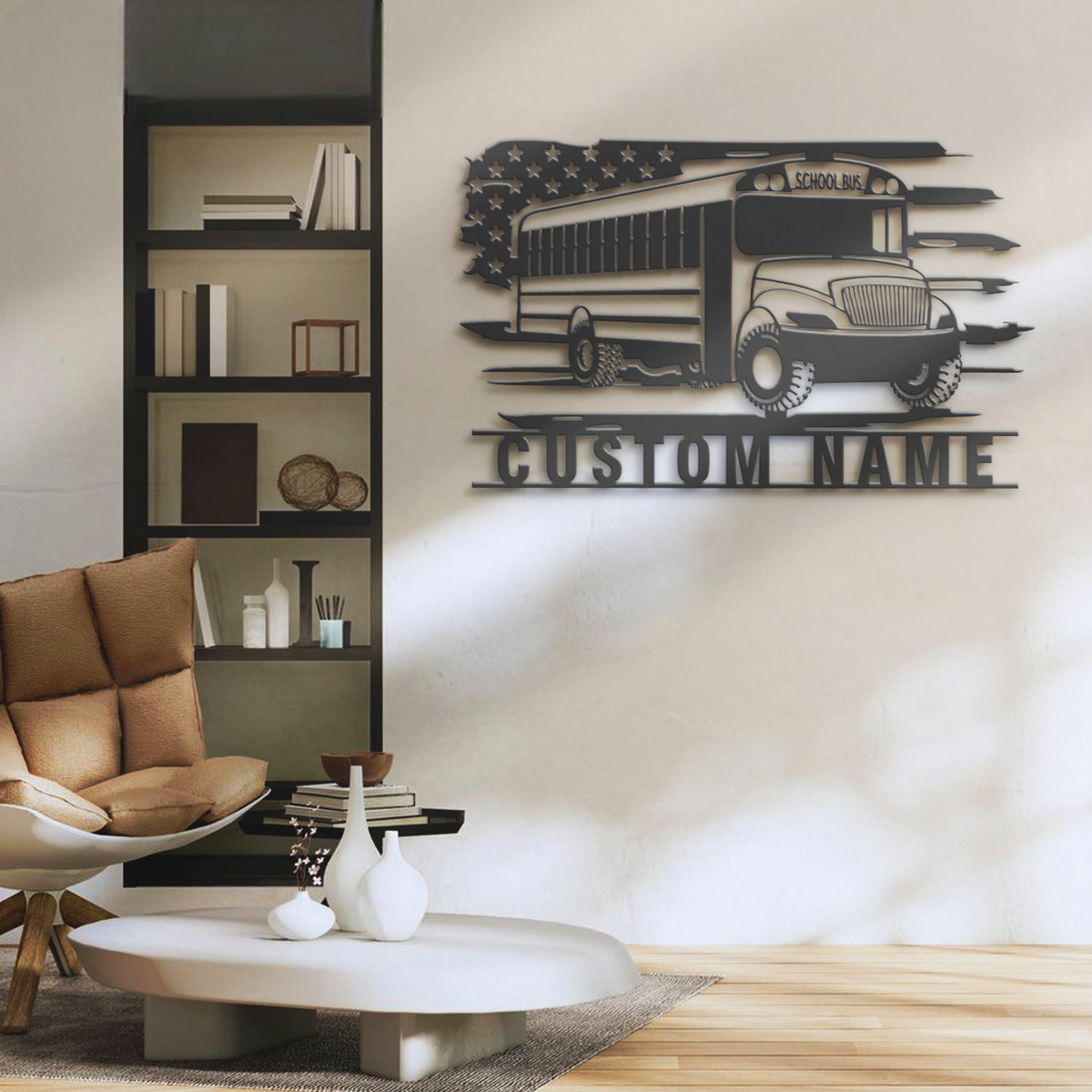 Custom US School Bus Metal Wall Art LED Light Personalized Bus Driver Name Sign Home Decor Back To School Decoration Birthday Christmas Gift