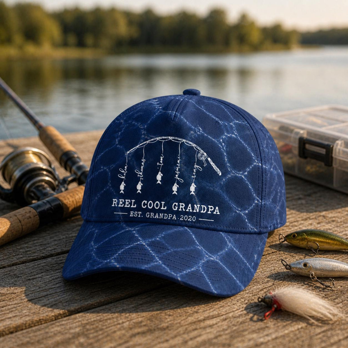 Reel Cool Dad Custom Fishing Hat, Personalized Fisher Grandpa Cap, Fathers Day Gift For Him, Reel Cool Papa Hat, Fishing Lover Grandpa Gift