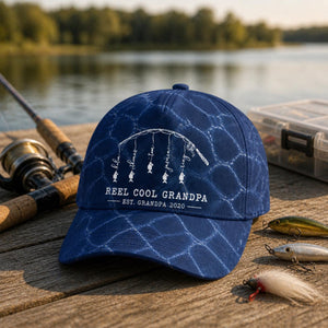 Reel Cool Dad Custom Fishing Hat, Personalized Fisher Grandpa Cap, Fathers Day Gift For Him, Reel Cool Papa Hat, Fishing Lover Grandpa Gift