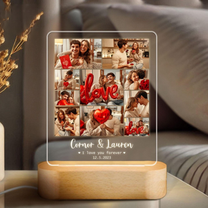 Personalized Photo Collage Night Light, Couple Photo LED Light, Acrylic Plaque Gift for Boyfriend, Anniversary for Couple, Valentine Gifts