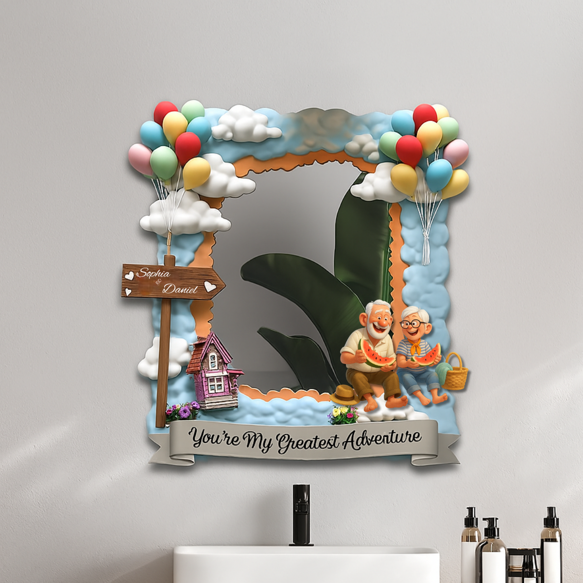 Old Couple Custom Photo - Personalized Shaped Mirror - Gift For Couple