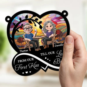 From Our First Kiss Till Our Last Breath - Personalized Suncatcher Ornament - Valentine's Day Gift For Couple