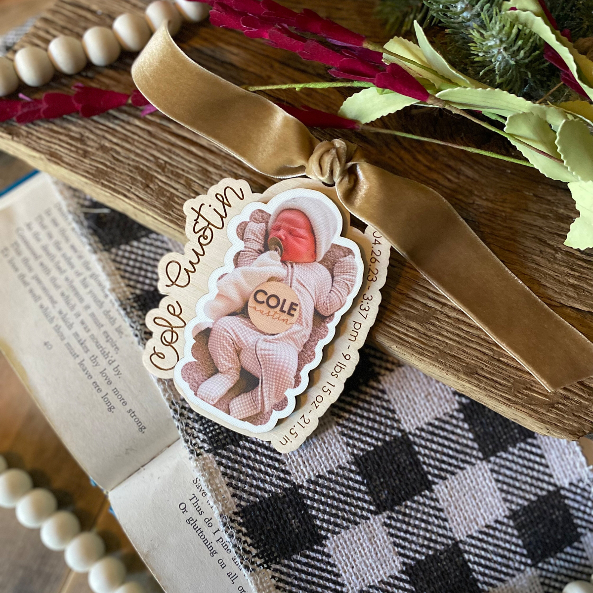 Baby First Ornament, Birth Stats Ornament, Baby Picture Stats Ornament, Keepsake Ornament, 1st Christmas