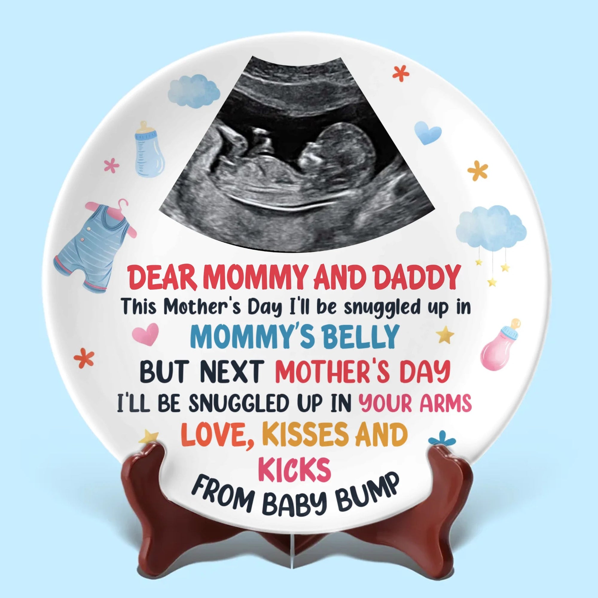 A Tiny Gift, A Huge Joy Custom Ultrasound Photo - Personalized Ceramic Plate - Mother's Day, Baby Shower Gift, Gift For First Mom