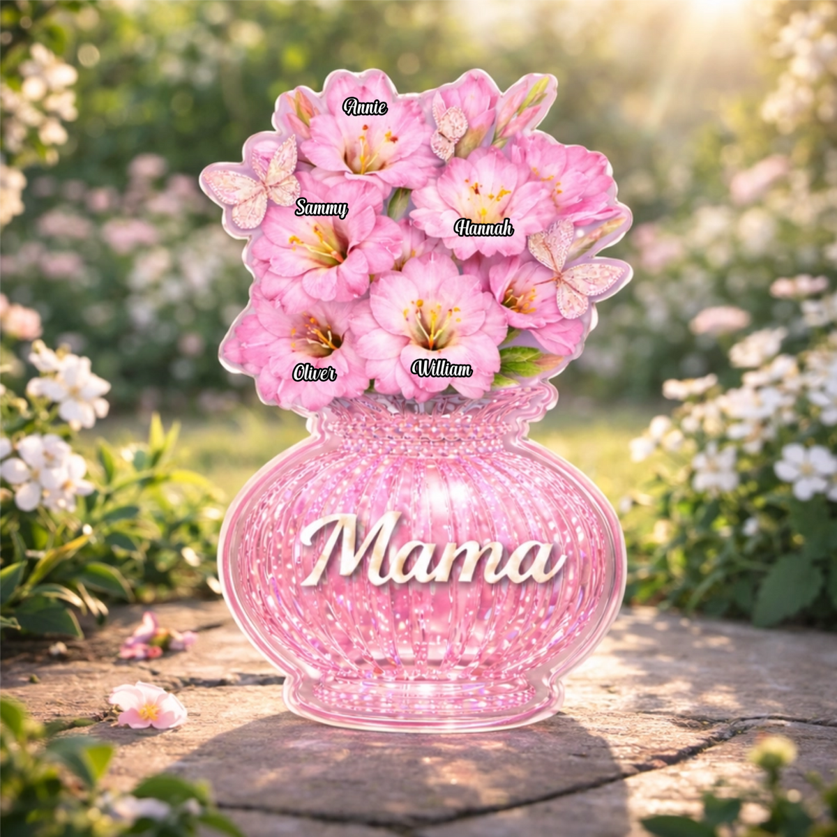 Custom Gladiolus Acrylic Block, Personalized Mother's Day Gift for Mom & Grandma with Kids' Names